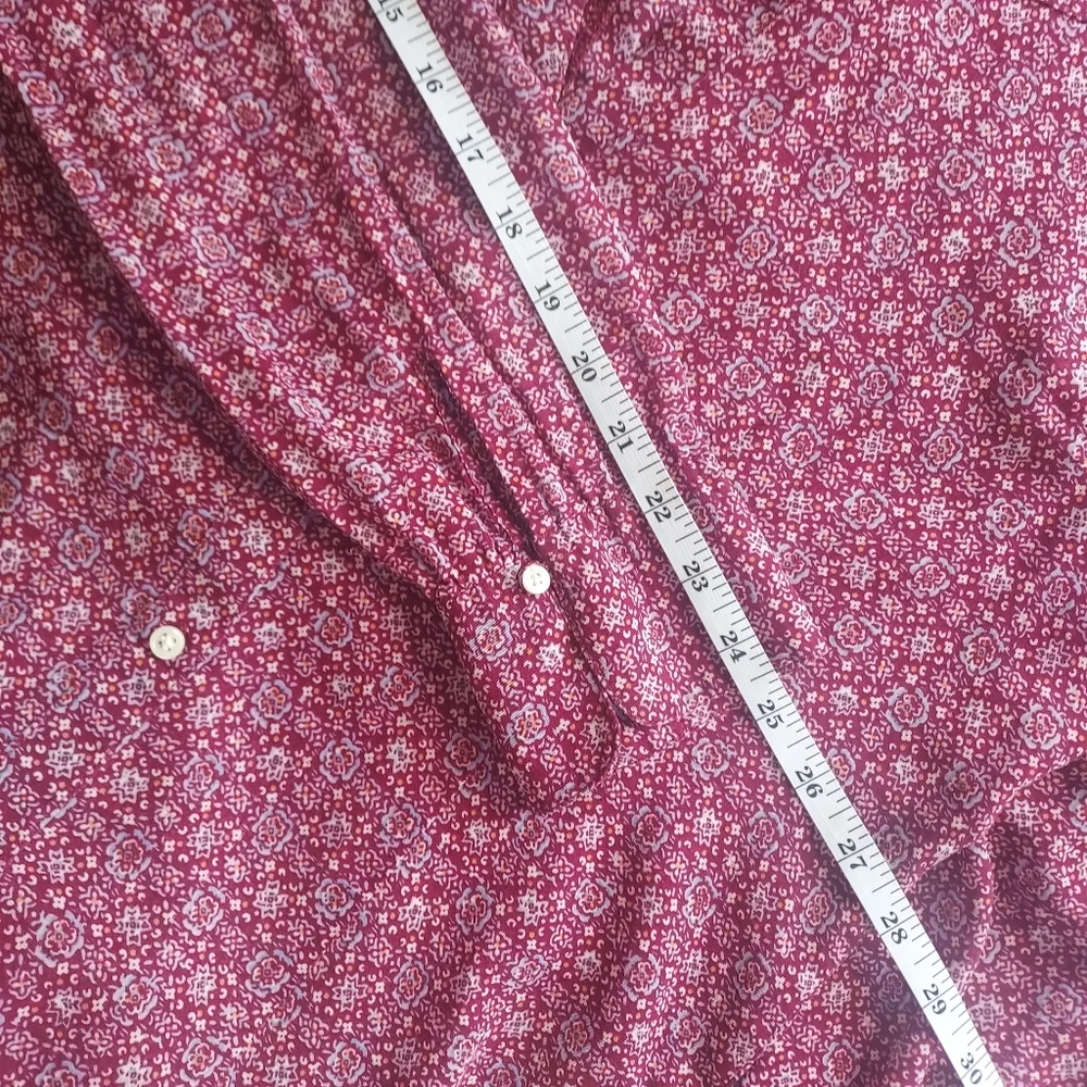 American Eagle, burgundy long sleeved cotton button down shirt, size large - Picture 5 of 10